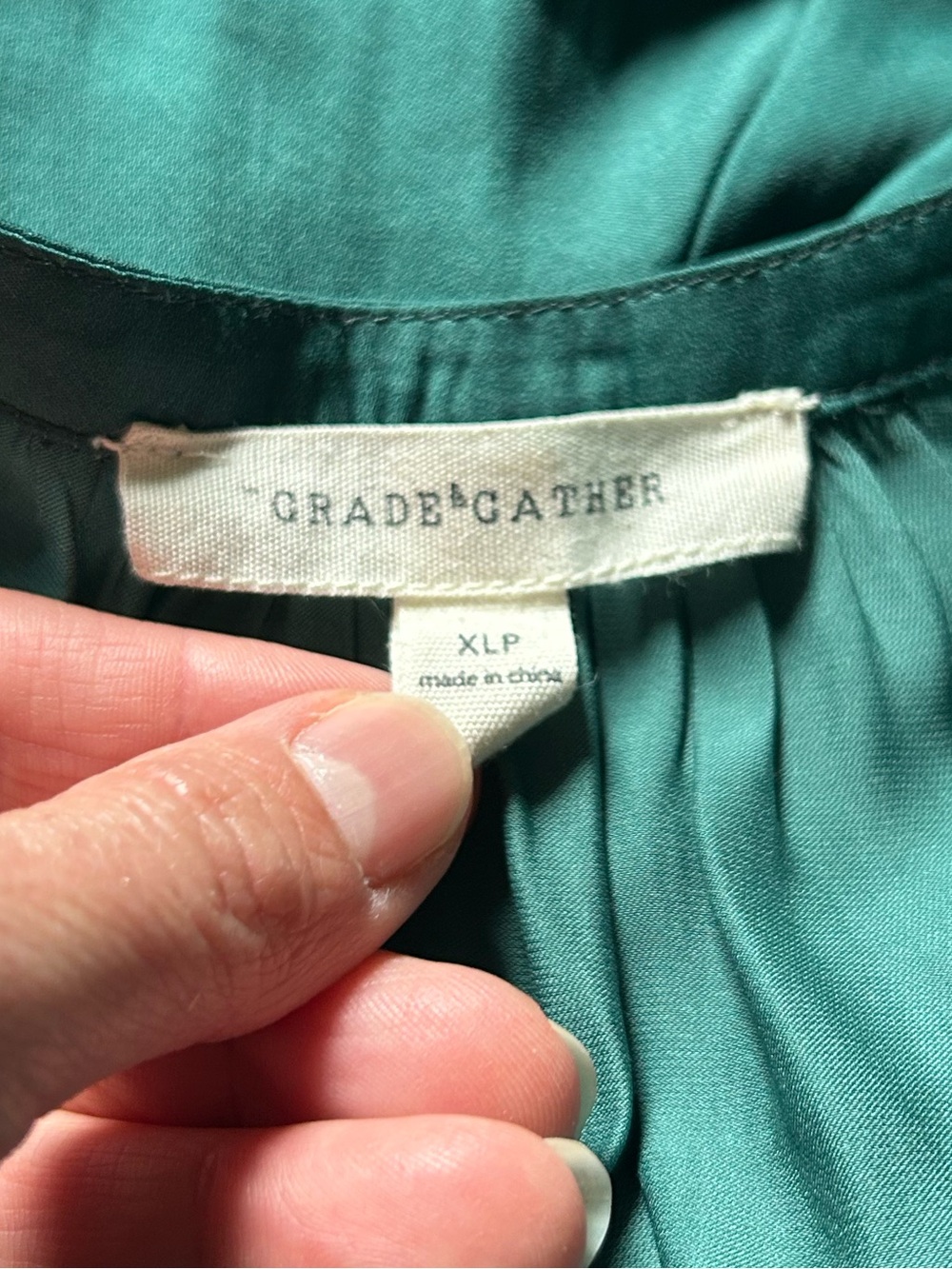 Grade & Gather Satin Tiered Maxi Dress Emerald Green Elegant Bohemian Size XLP - Picture 5 of 6